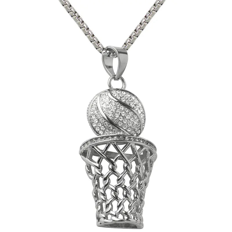 Men's Basketball Hoop Necklace - Hip Hop Sports Jewelry