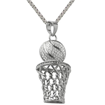 Men's Basketball Hoop Necklace - Hip Hop Sports Jewelry