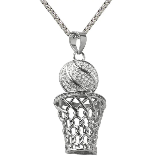 Men's Basketball Hoop Necklace - Hip Hop Sports Jewelry