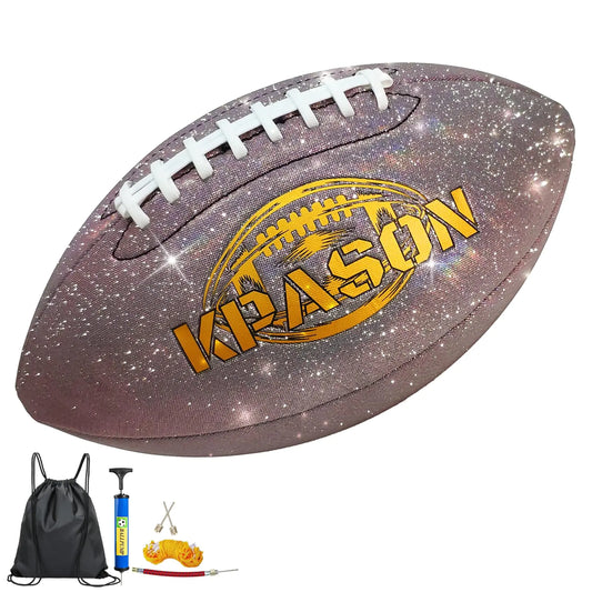 KPASON Football Size 9 Glitter Shiny Purple Football with Pump