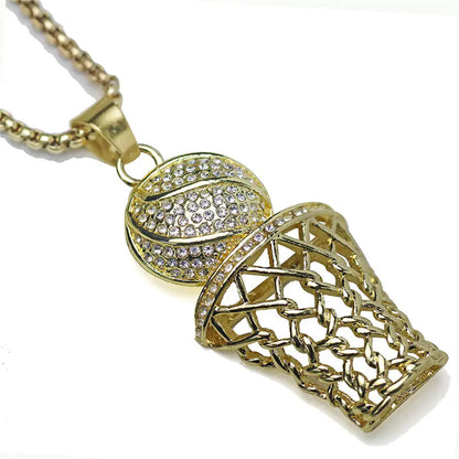 Men's Basketball Hoop Necklace - Hip Hop Sports Jewelry