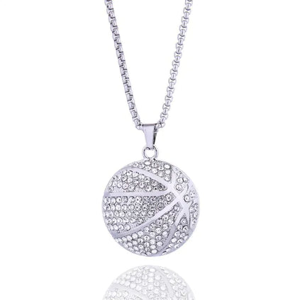 Hip-Hop Gold Diamond Basketball Pendant Necklace