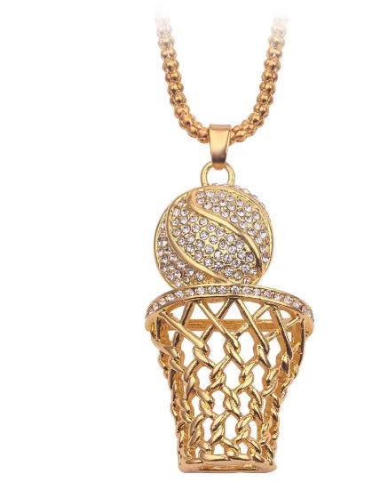 Men's Basketball Hoop Necklace - Hip Hop Sports Jewelry