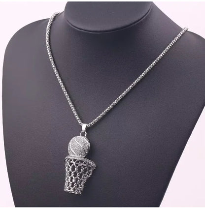 Men's Basketball Hoop Necklace - Hip Hop Sports Jewelry